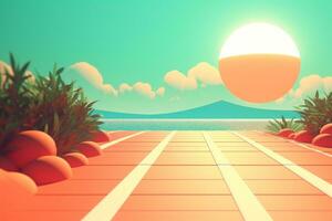 3D Render of a Retro Classic Summer Background generative AI photo