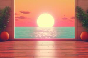 3D Render of a Retro Classic Summer Background generative AI photo