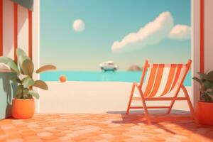 3D Render of a Retro Classic Summer Background generative AI photo