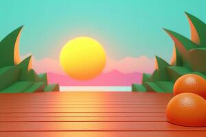 3D Render of a Retro Classic Summer Background generative AI photo