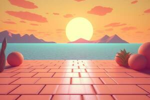 3D Render of a Retro Classic Summer Background generative AI photo