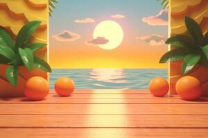 3D Render of a Retro Classic Summer Background generative AI photo