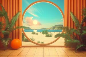 3D Render of a Retro Classic Summer Background generative AI photo