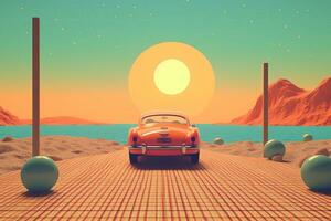 3D Render of a Retro Classic Summer Background generative AI photo