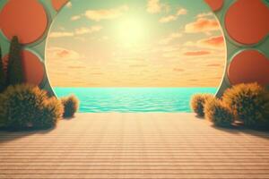 3D Render of a Retro Classic Summer Background generative AI photo