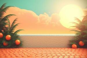 3D Render of a Retro Classic Summer Background generative AI photo