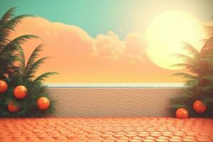 3D Render of a Retro Classic Summer Background generative AI photo