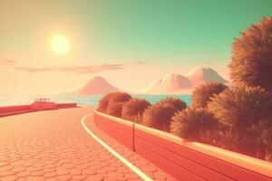 3D Render of a Retro Classic Summer Background generative AI photo