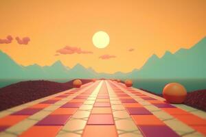 3D Render of a Retro Classic Summer Background generative AI photo