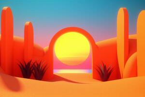 3D Render of a Summer Themed Background Landscape generative AI photo