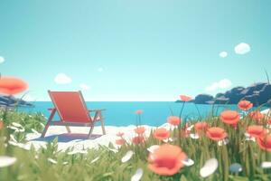 3D Render of a Summer Themed Background Landscape generative AI photo