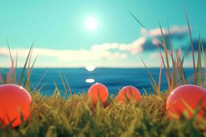 3D Render of a Summer Themed Background Landscape generative AI photo