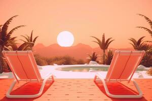 3D Render of a Summer Themed Background Landscape generative AI photo
