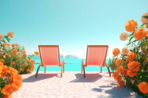 3D Render of a Summer Themed Background Landscape generative AI photo