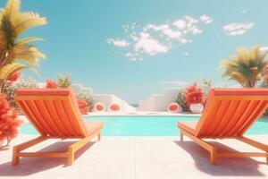 3D Render of a Summer Themed Background Landscape generative AI photo