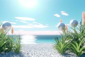 3D Render of a Summer Themed Background Landscape generative AI photo