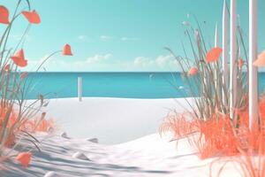 3D Render of a Summer Themed Background Landscape generative AI photo