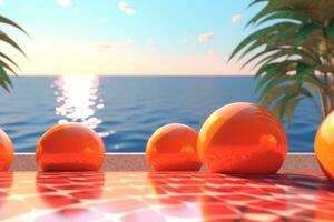 3D Render of a Summer Themed Background Landscape generative AI photo