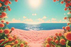 3D Render of a Summer Themed Background Landscape generative AI photo