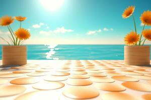 3D Render of a Summer Themed Background Landscape generative AI photo