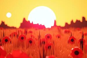 3D Render of a Summer Themed Background Landscape generative AI photo