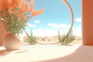 3D Render of a Summer Themed Background Landscape generative AI photo