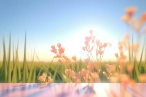 3D Render of a Summer Themed Background Landscape generative AI photo