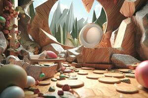 3D Render of a Surreal Mystical Landscape Background generative AI photo