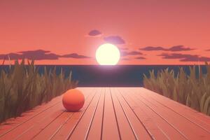 3D Render of a Twilight Summer Landscape Background generative AI photo