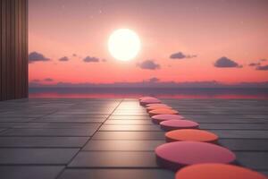 3D Render of a Twilight Summer Landscape Background generative AI photo