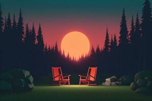 3D Render of a Twilight Summer Landscape Background generative AI photo