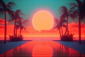 3D Render of a Twilight Summer Landscape Background generative AI photo