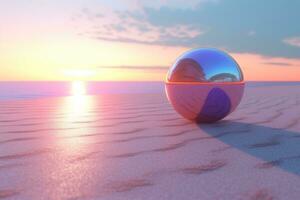 3D Render of an Iridescent Summer Theme Background generative AI photo