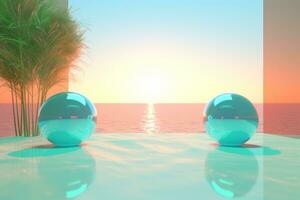 3D Render of an Iridescent Summer Theme Background generative AI photo