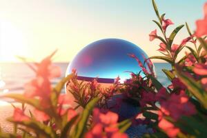 3D Render of an Iridescent Summer Theme Background generative AI photo