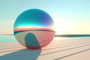 3D Render of an Iridescent Summer Theme Background generative AI photo