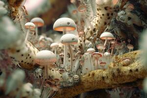 3D Texture Render of Nature and Technology Fusion of Circuitry and Flora Background generative AI photo