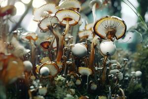 3D Texture Render of Nature and Technology Fusion of Circuitry and Flora Background generative AI photo