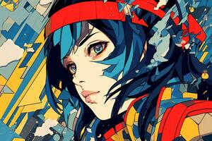 Anime Themed Retro Remixed Abstract Hybrid Background Design generative AI photo