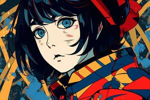 Anime Themed Retro Remixed Abstract Hybrid Background Design generative AI photo