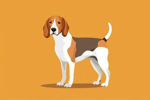 Beagle Dog Simple Graphic Illustration on an Orange Background generative AI photo