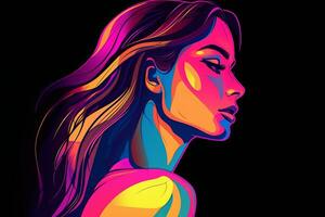 Bold Sleek Graphical Minimalist Female Profile Design generative AI photo