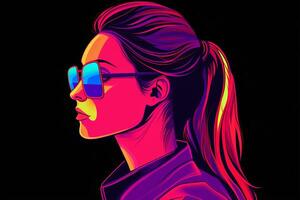 Bold Sleek Graphical Minimalist Female Profile Design generative AI photo