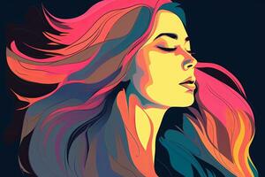 Bold Sleek Graphical Minimalist Female Profile Design generative AI photo