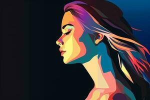 Bold Sleek Graphical Minimalist Female Profile Design generative AI photo