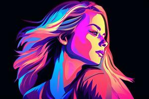 Bold Sleek Graphical Minimalist Female Profile Design generative AI photo