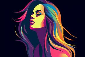 Bold Sleek Graphical Minimalist Female Profile Design generative AI photo
