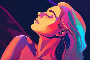 Bold Sleek Graphical Minimalist Female Profile Design generative AI photo