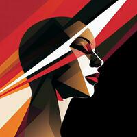 Bold Sleek Graphical Minimalist Female Profile Design generative AI photo