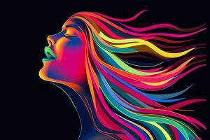 Bold Sleek Graphical Minimalist Female Profile Design generative AI photo